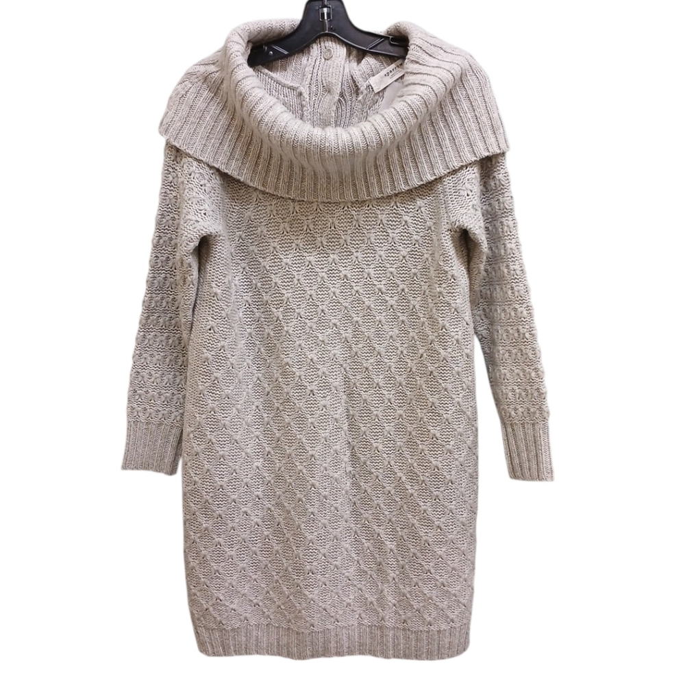 Sparrow Anthropologie NWT Funnel Cowl Neck Sweater Dress Button Back LG Petite